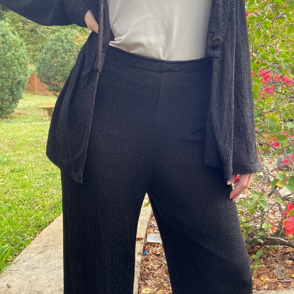 Veronique Young Vintage Black Sparkle Two Piece One Button Jacket and Pants Set! - Picture 5 of 10